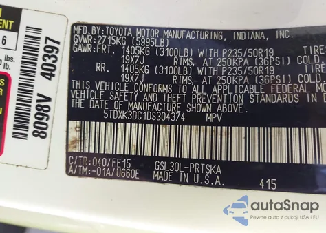 2013 Toyota Sienna Se 8 Passenger из США, поврежденный, VIN 5TDXK3DC1DS304374